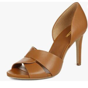 Pazzion Brown Sexy Open Toe High Heeled D'Orsay Pumps Slip On Two Pieces Sandals